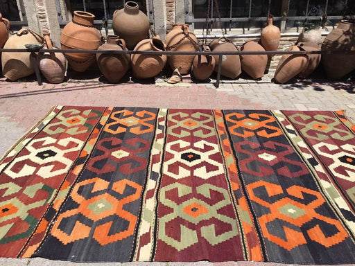 Vintage Kilim -matto 259 x 172 cm käsin kehrätty villapuuvilla