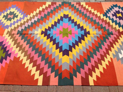 Vintage Kilim -matto 266cm x 158cm käsinkudottua villapuuvillaa