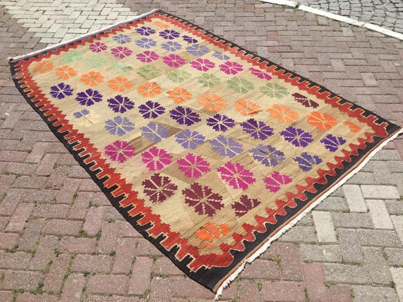 Vintage Kilim Rug 267cm x 171cm Handwoven from Turkey