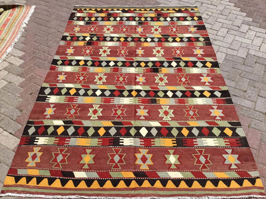 Vintage Kilim Rug 267cm x 175cm Handwoven Wool Turkey