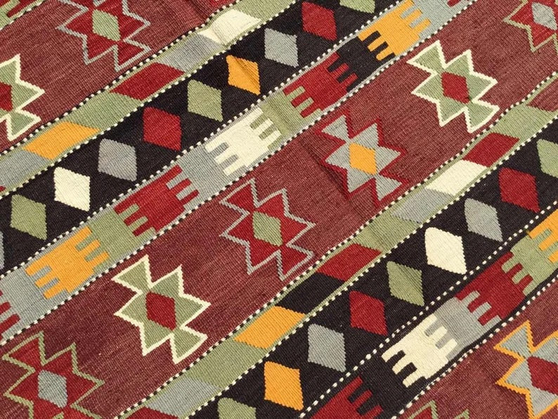 Vintage Kilim Rug 267cm x 175cm Handwoven Wool Turkey