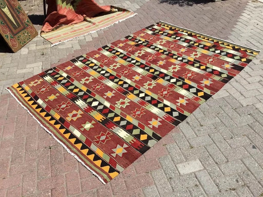 Vintage Kilim Rug 267cm x 175cm Håndvevd ull Tyrkia