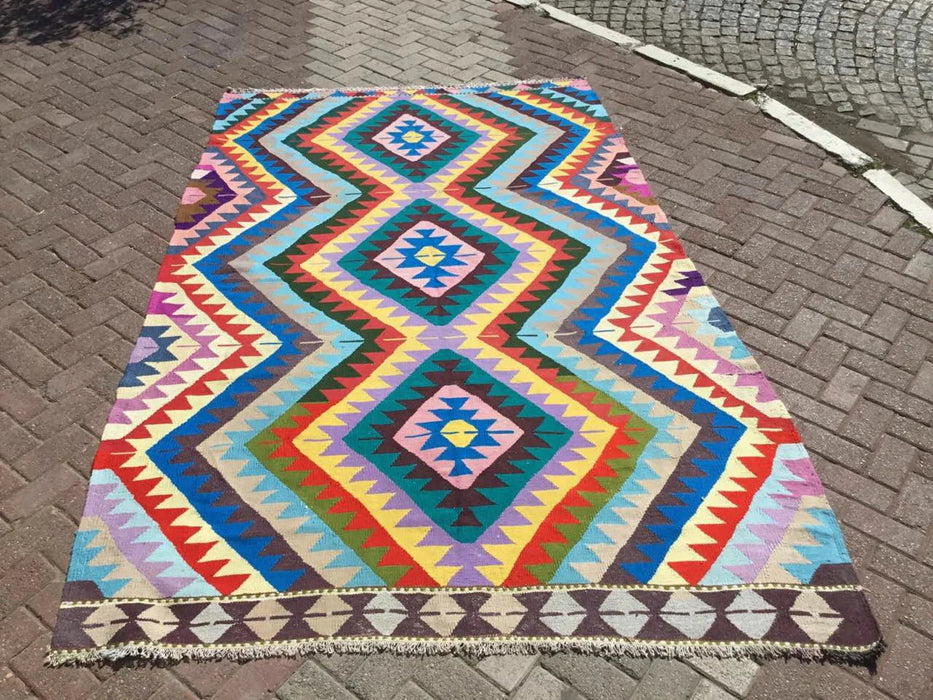Vintage Kilim Rug 269cm x 134cm Hand Spun Wool Cotton