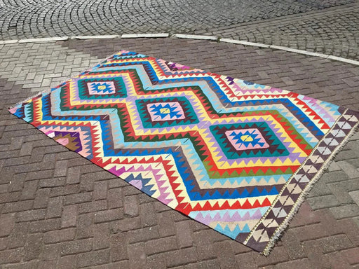 Vintage Kilim Rug 269cm x 134cm Håndspunnet Ull bomull