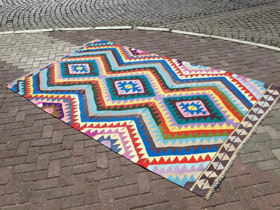 Vintage Kilim Rug 269cm x 134cm Hand Spun Wool Cotton