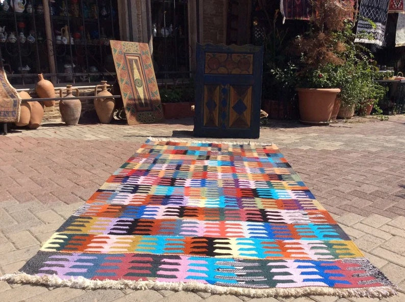 Vintage Kilim Rug 269cm x 143cm Handmade Wool Cotton
