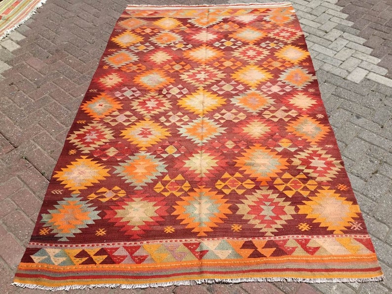 Vintage Kilim -matto 270cm x 163cm Käsintehty villapuuvilla