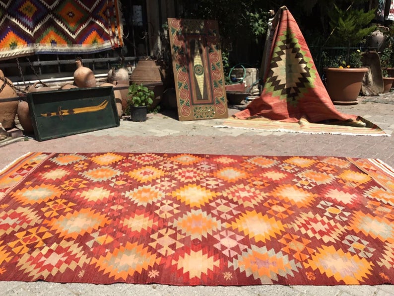 Vintage Kilim -matto 270cm x 163cm Käsintehty villapuuvilla