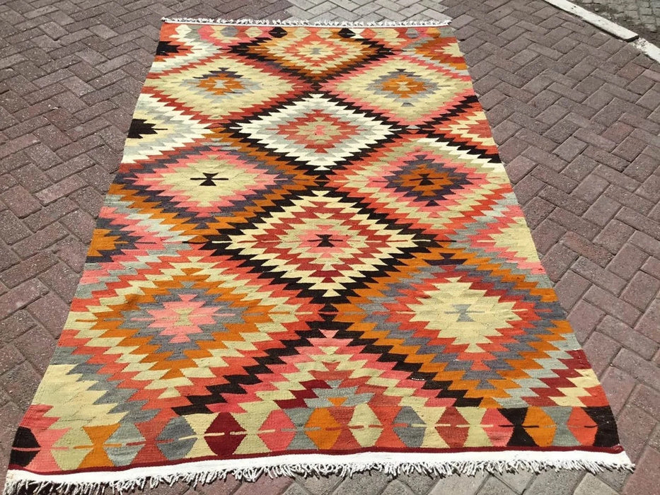 Vintage Kilim Rug 271cm x 171cm Handmade Turkish Wool