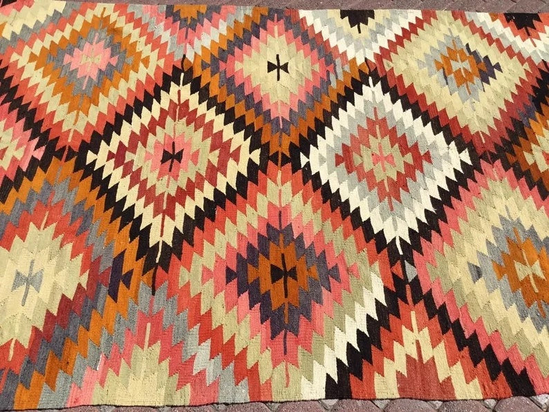 Vintage Kilim Rug 271cm x 171cm Handmade Turkish Wool