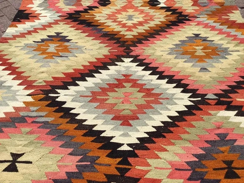 Vintage Kilim Rug 271cm x 171cm Handmade Turkish Wool