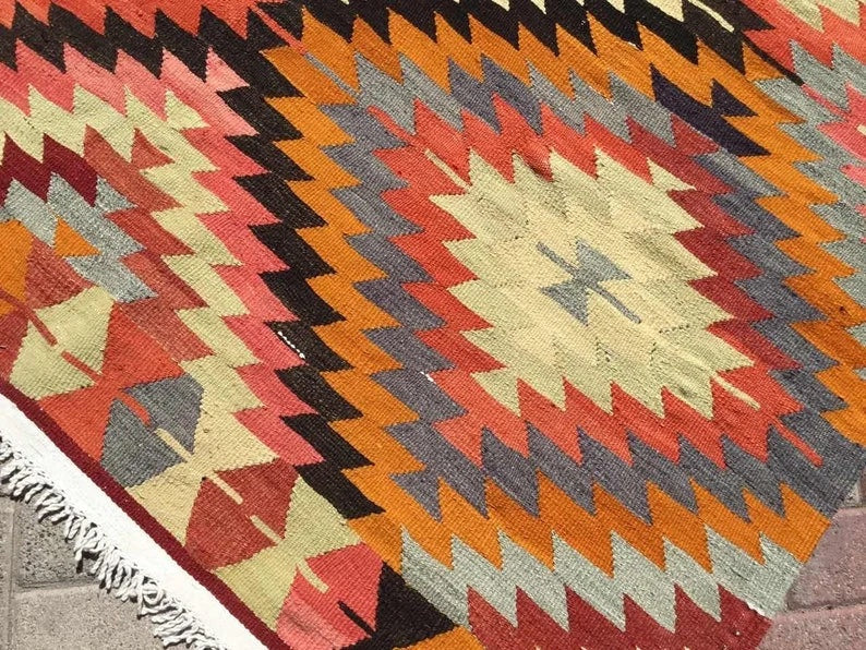 Vintage Kilim Rug 271cm x 171cm Handmade Turkish Wool