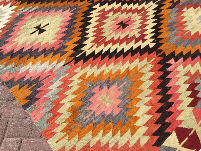 Vintage Kilim Rug 271cm x 171cm Handmade Turkish Wool