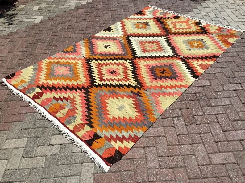 Vintage Kilim Rug 271cm x 171cm Handmade Turkish Wool