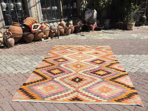 Vintage Kilim -matto 271cm x 180cm Käsintehty villapuuvilla