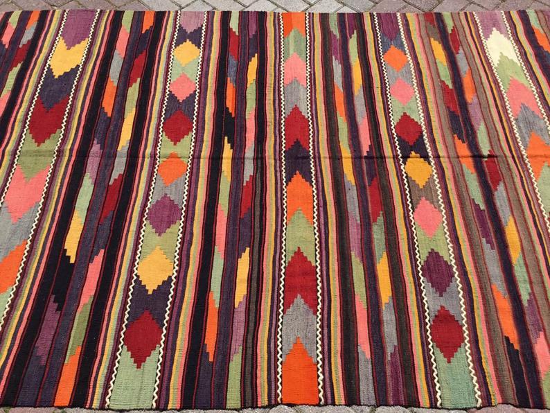 Vintage Kilim -matto 275cm x 165cm Käsintehty villapuuvilla