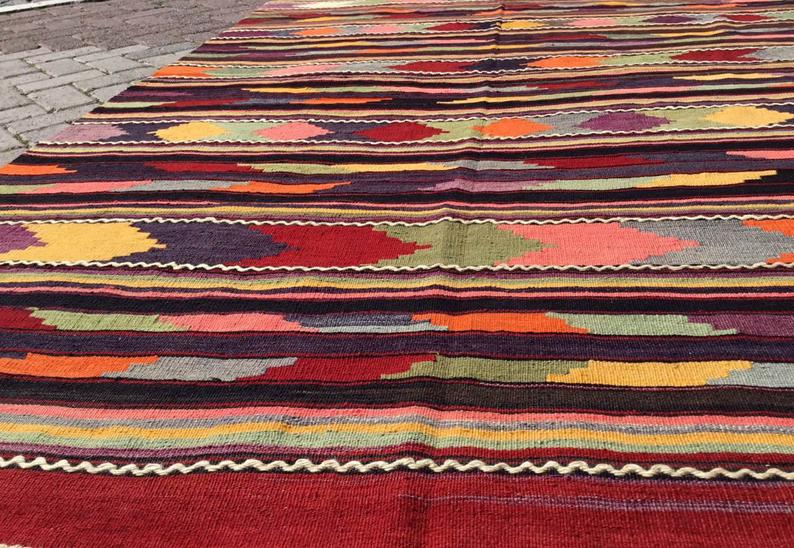 Vintage Kilim -matto 275cm x 165cm Käsintehty villapuuvilla