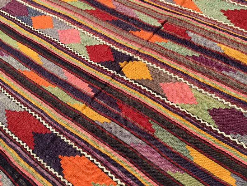 Vintage Kilim -matto 275cm x 165cm Käsintehty villapuuvilla