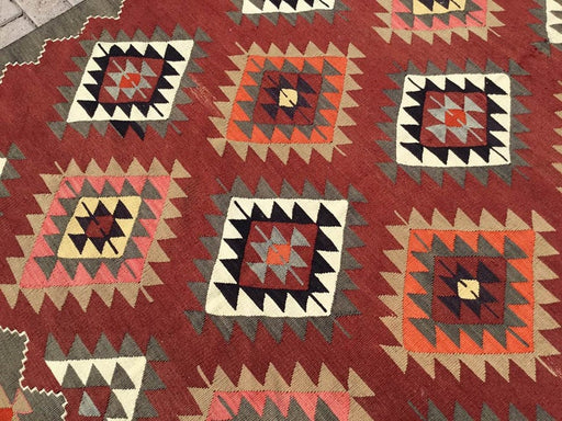 Vintage Kilim Teppe 275cm x 170cm Håndspunnet ull