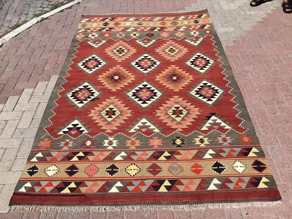 Vintage Kilim Rug 275cm x 170cm Hand Spun Wool