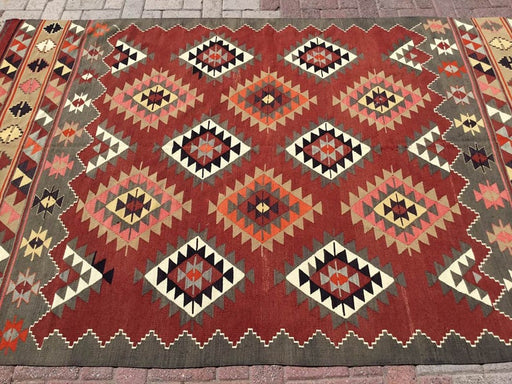 Vintage Kilim Teppe 275cm x 170cm Håndspunnet ull