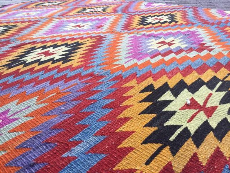 Vintage Kilim -matto 276cm x 181cm Käsintehty villapuuvilla