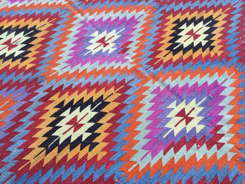 Vintage Kilim -matto 276cm x 181cm Käsintehty villapuuvilla