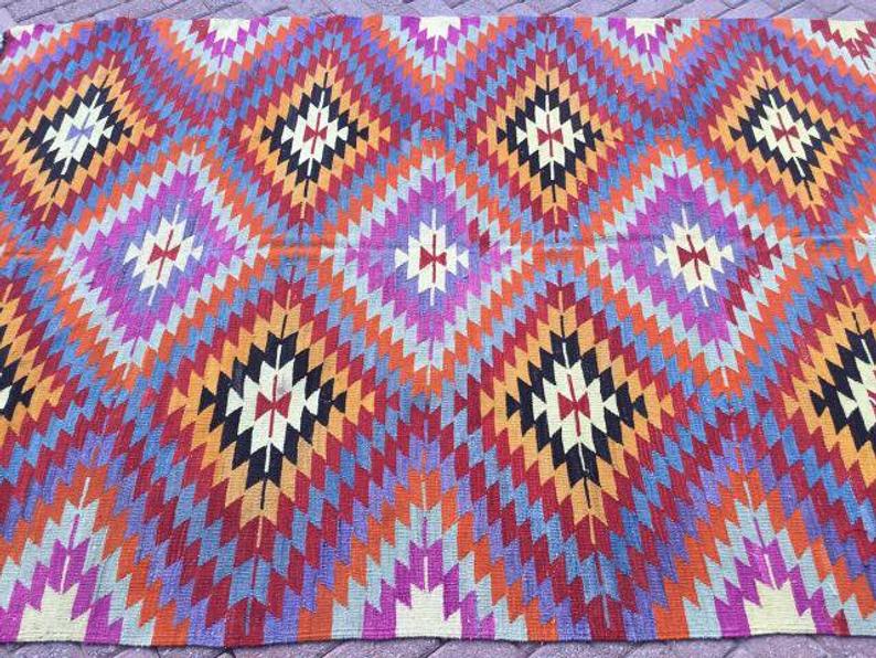 Vintage Kilim -matto 276cm x 181cm Käsintehty villapuuvilla