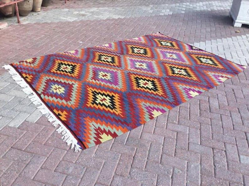 Vintage Kilim -matto 276cm x 181cm Käsintehty villapuuvilla