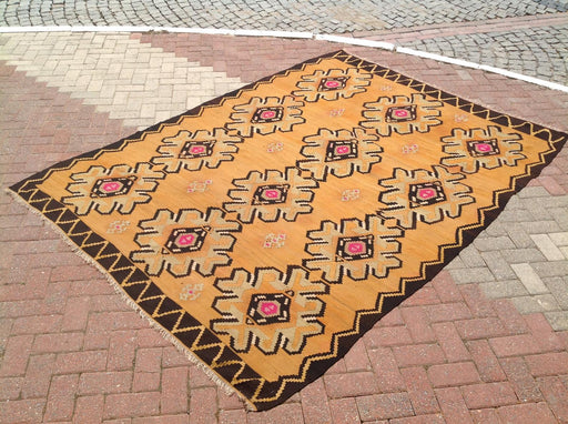 Tappeto Kilim vintage 279 cm x 203 cm realizzato a mano dalla Turchia