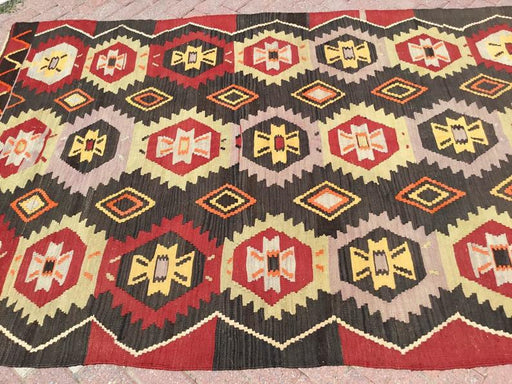 Vintage Kilim -matto 280 cm x 174 cm käsin kehrätty villapuuvilla