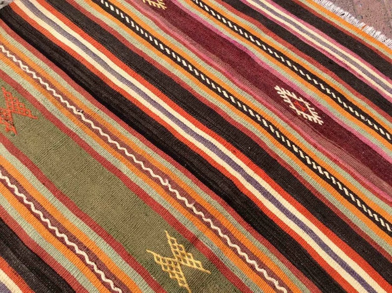 Vintage Kilim Rug 283cm x 170cm Wool Cotton Western Turkey
