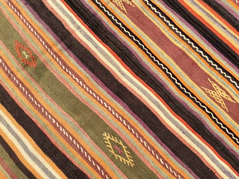 Vintage Kilim Rug 283cm x 170cm Wool Cotton Western Turkey