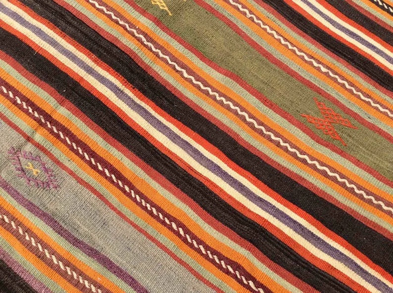 Vintage Kilim Rug 283cm x 170cm Wool Cotton Western Turkey