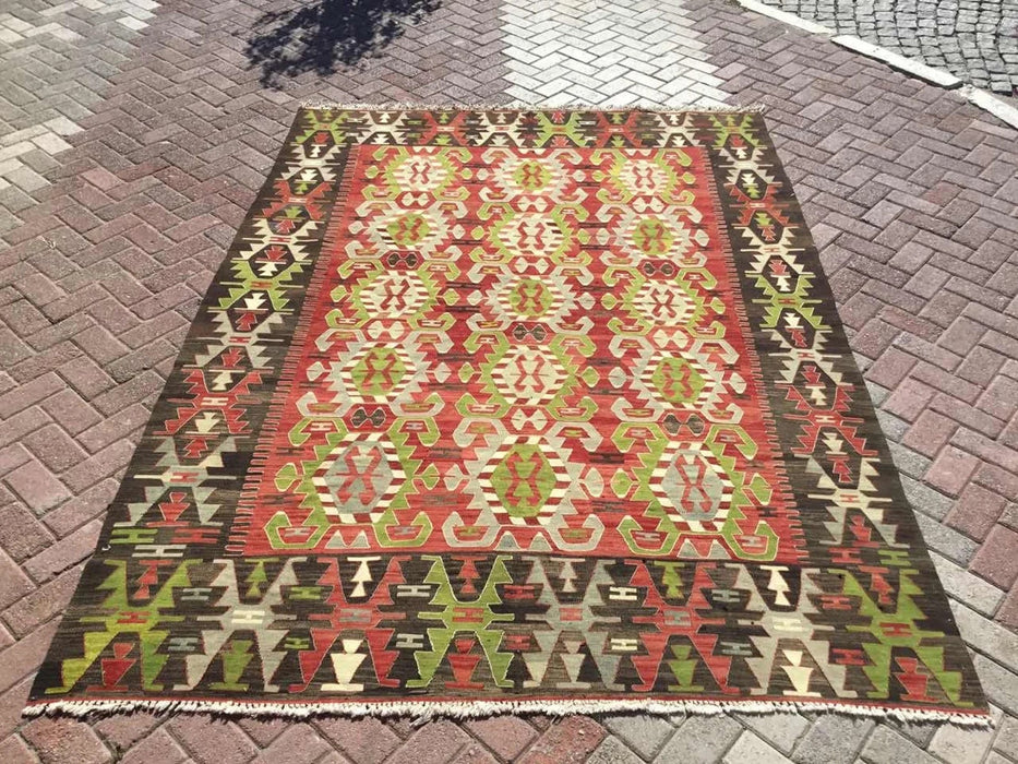 Vintage Kilim Rug 284cm x 210cm Hand Spun Wool Cotton