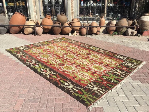 Vintage Kilim Rug 284cm x 210cm Håndspunnet Ull bomull