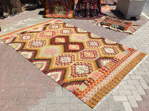 Vintage Kilim -matto 289cm x 183cm Käsintehty villapuuvilla