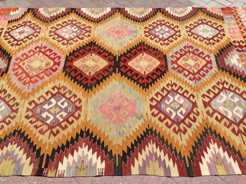 Vintage Kelim-tapijt 289cm x 183cm Handgemaakt wol-katoen