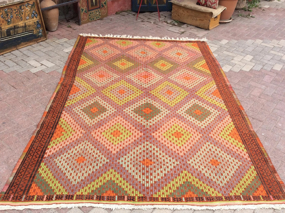 Tappeto Kilim vintage 290 cm x 196 cm dalla Turchia occidentale