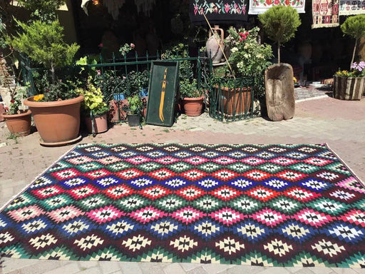 Tappeto Kilim vintage 290 x 210 cm in lana e cotone filato a mano