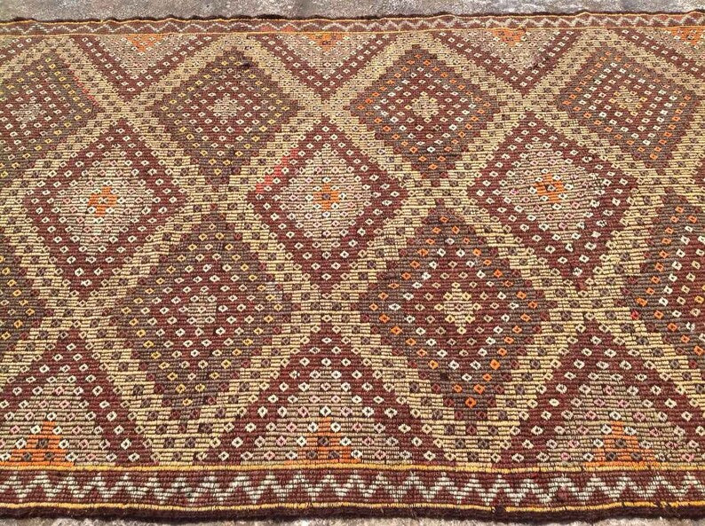 Tappeto Kilim vintage 294 cm x 179 cm realizzato a mano nella Turchia orientale