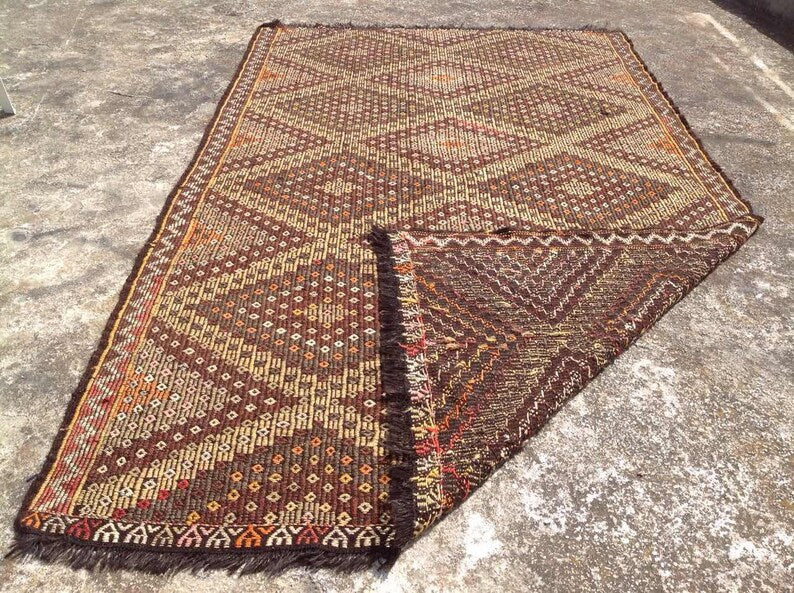 Tappeto Kilim vintage 294 cm x 179 cm realizzato a mano nella Turchia orientale