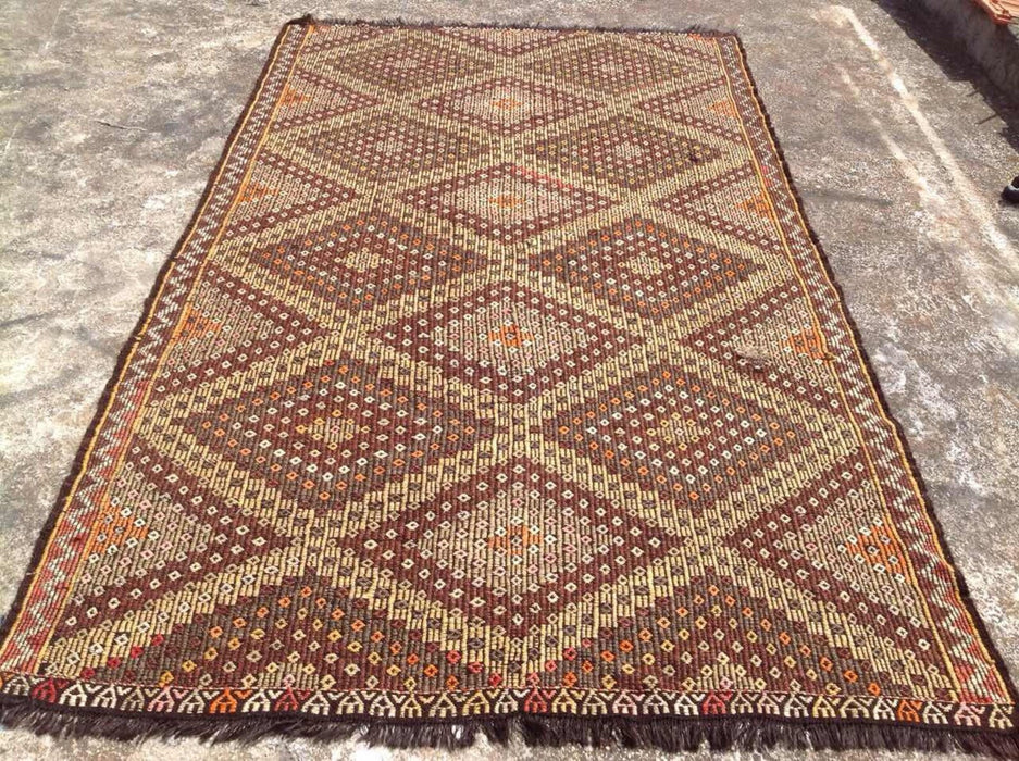 Tappeto Kilim vintage 294 cm x 179 cm realizzato a mano nella Turchia orientale