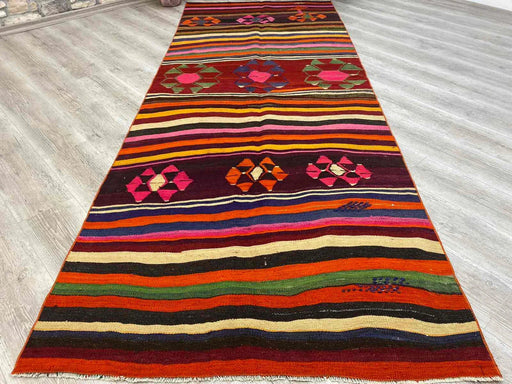 Vintage Kilim -matto 296cm x 116cm Valmistettu Turkissa