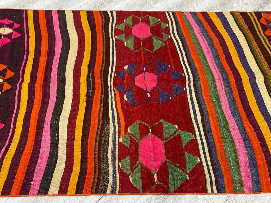 Vintage Kilim -matto 296cm x 116cm Valmistettu Turkissa