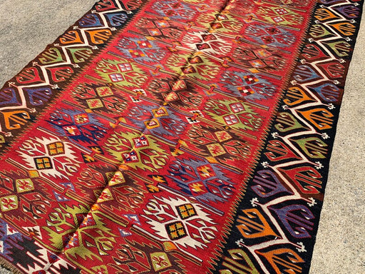 Vintage Kilim -matto 300 cm x 164 cm käsin kehrätty villa ja puuvilla