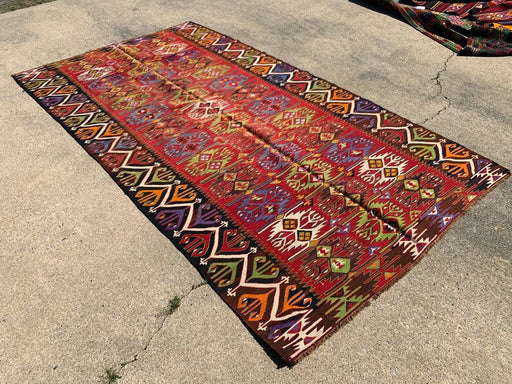 Vintage Kilim -matto 300 cm x 164 cm käsin kehrätty villa ja puuvilla