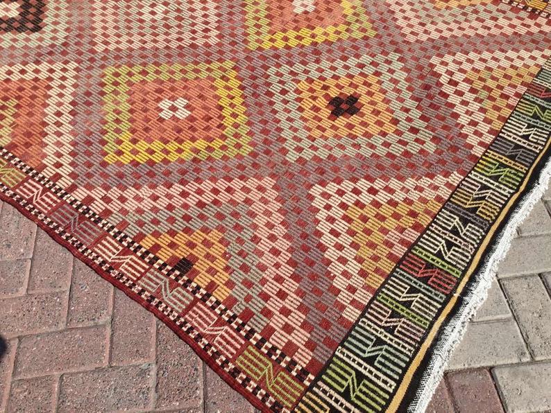 Vintage Kilim -matto 300cm x 180cm Käsintehty villapuuvilla