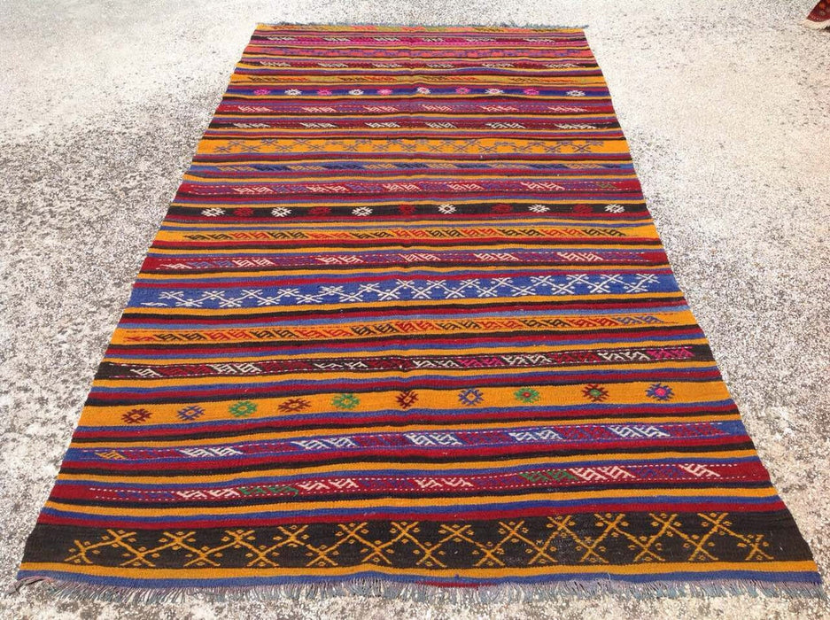 Tappeto Kilim vintage 301 x 163 cm in lana di tacchino filata a mano