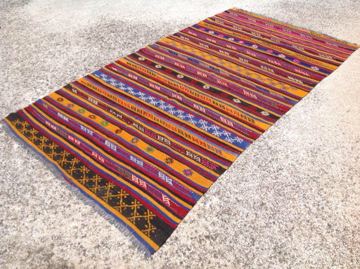 Tappeto Kilim vintage 301 x 163 cm in lana di tacchino filata a mano